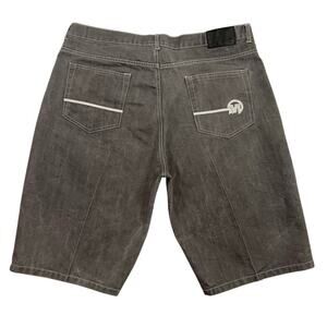 Mecca Jean Shorts 42 Gray Baggy Punk Skater Embroidered Jorts Y2K Vintage 90’s